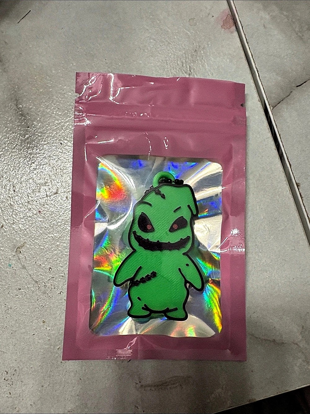 Green & Pink Oogie Boogie Character Bag Charm can opener